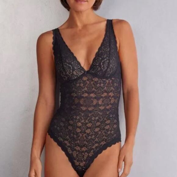 Intimissimi Eleonora Lace Bodysuit Black  38C - Picture 1 of 8